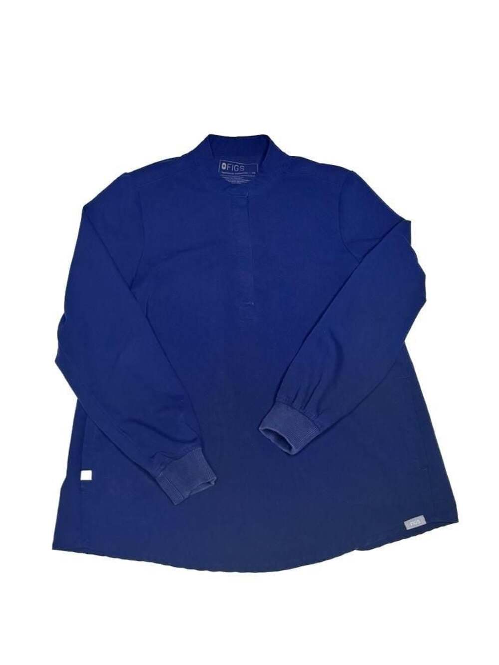 Figs Technical Collection Women's Long Sleeve Henley Scrub Top, Deep Blue.